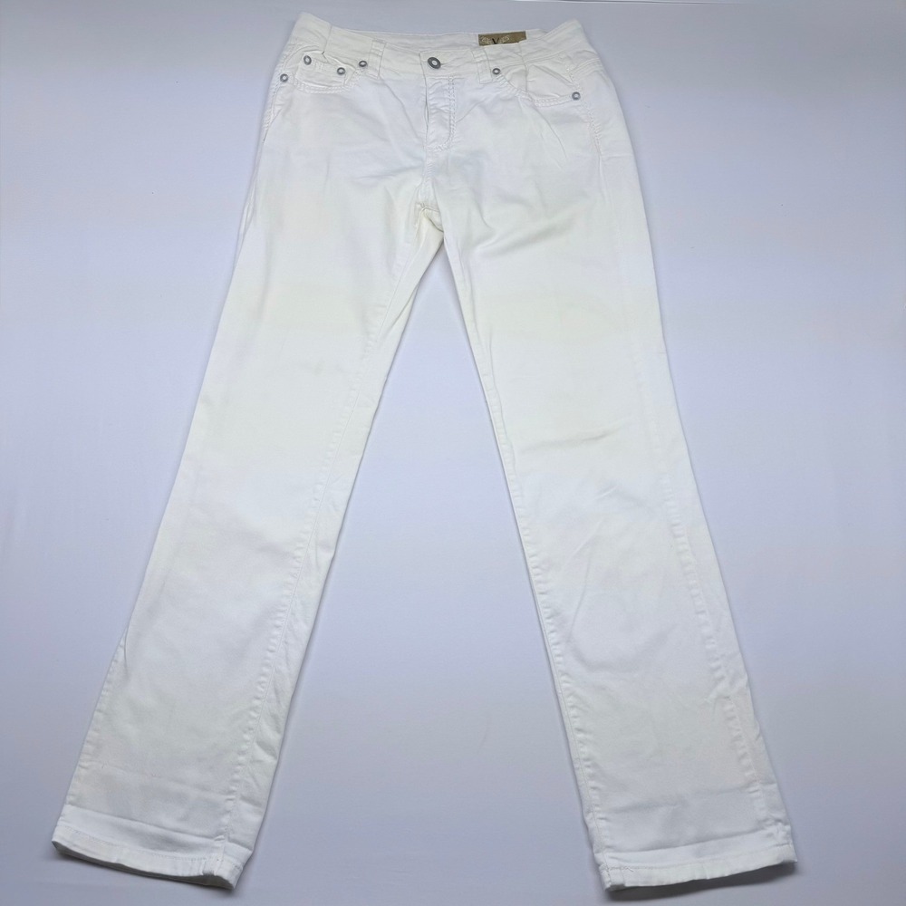 V Cristina Womens White Straight Leg Denim Jeans Mid Rise Size 10